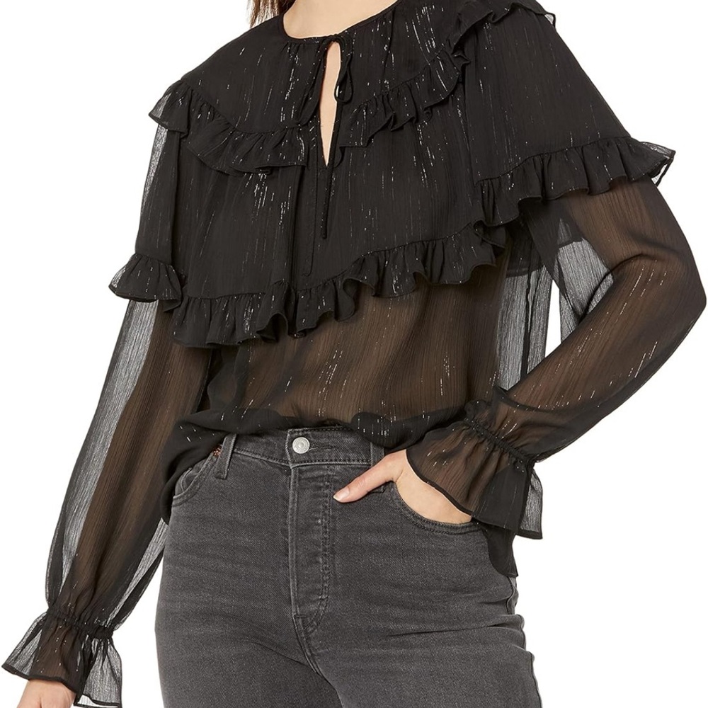 BCBGMAXAZRIA Women's Fitted Long Sleeve Ruched Top